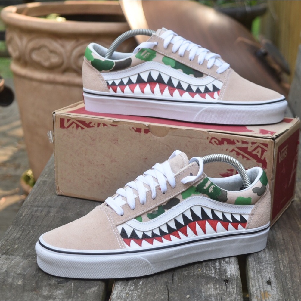Custom Bape Old Skool Vans Camo Print